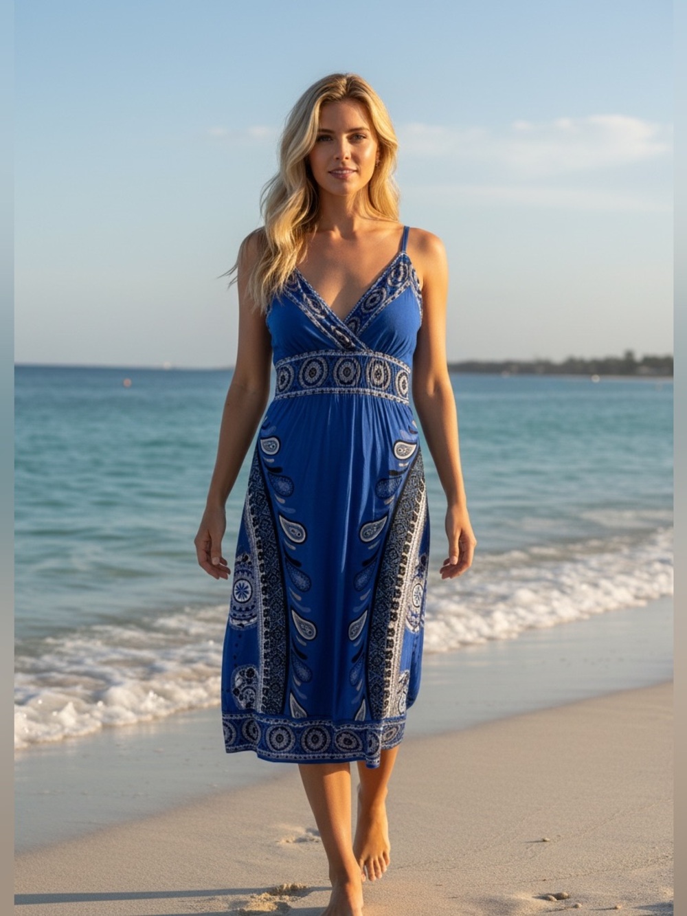 INC International Concepts Royal Blue Printed Maxi Dress